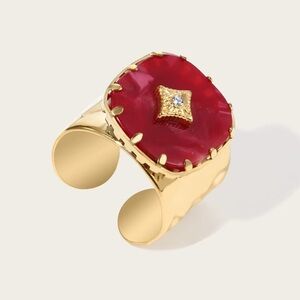 Statement Retro Red and Gold Ring